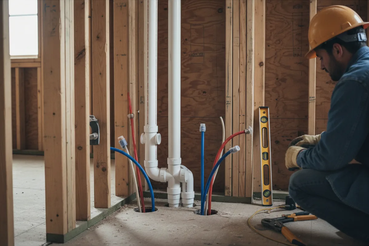 Drain and supply rough-in during Leak Detection in Varna